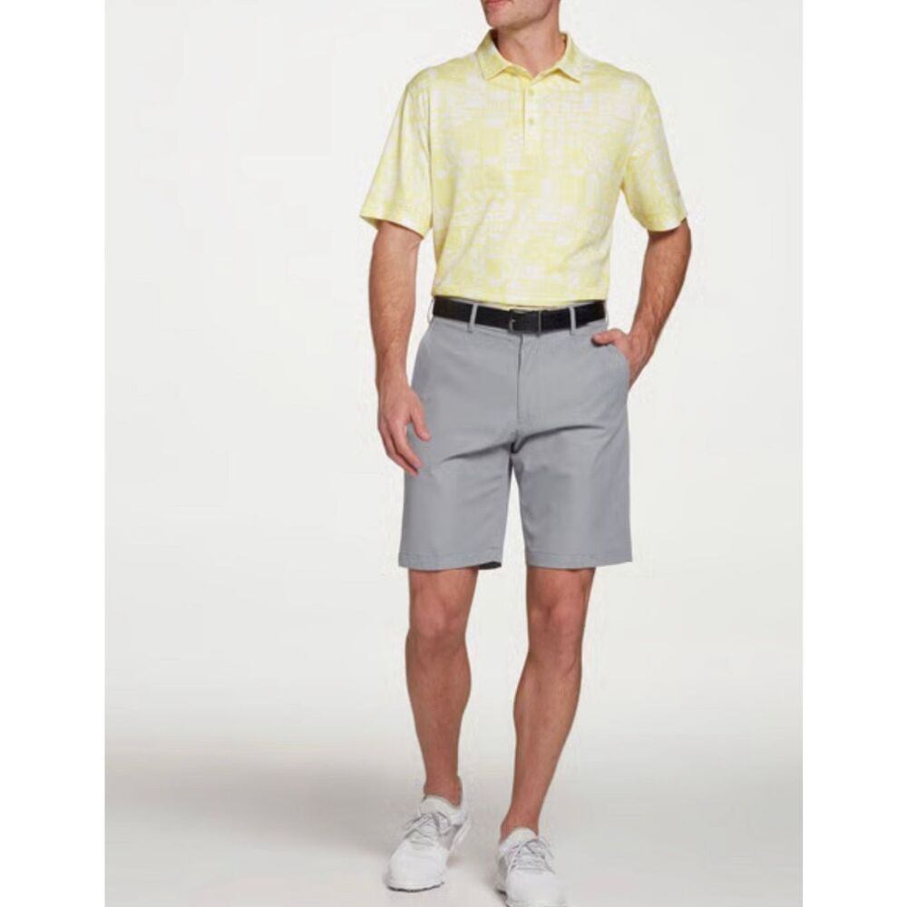 Walter Hagen Pale Yellow Perfect 11 Tropical Convo Golf Polo Shirt Size Large
